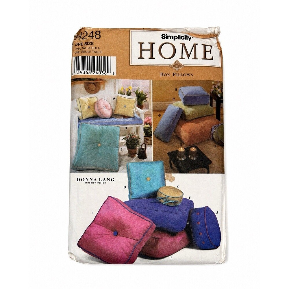 Simplicity Home 9248 Box Pillows Sewing Pattern Uncut Donna Lang